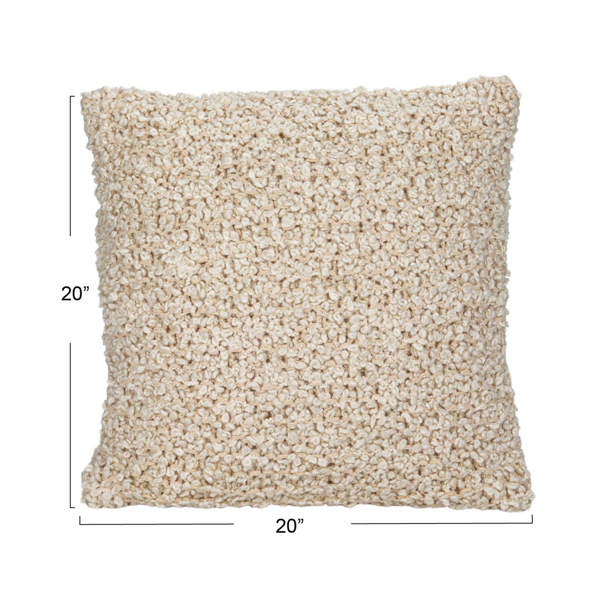 Hello Honey® 20" Cream Woven Cotton Blend Bouclé Pillow